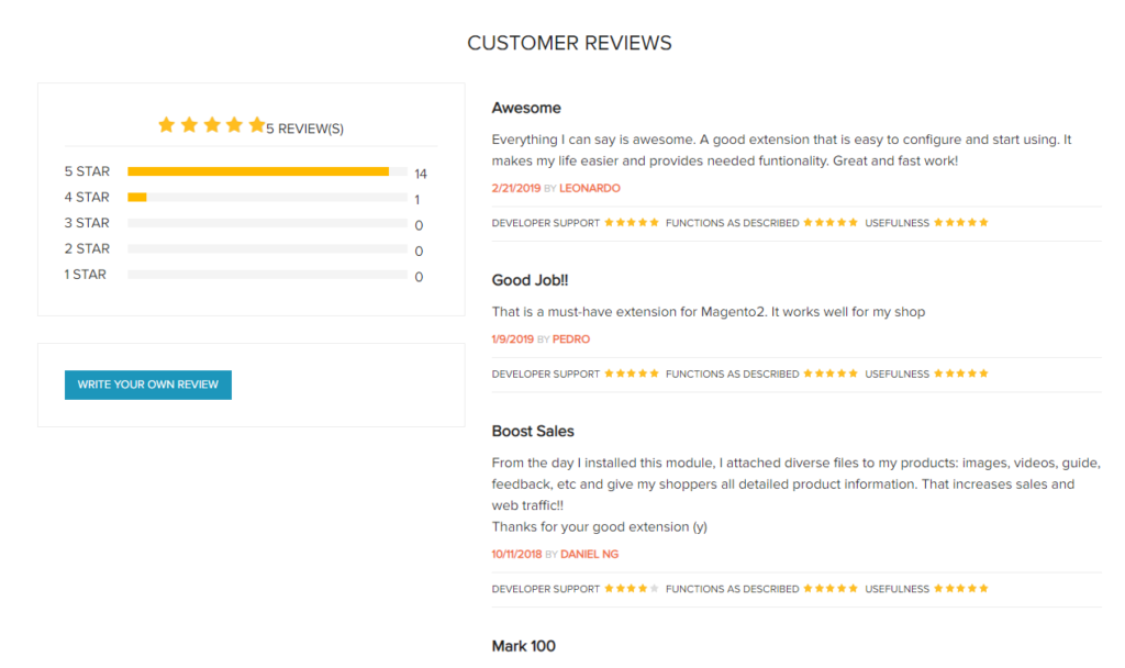 Magento 2 Product Attachments Extension reviews
