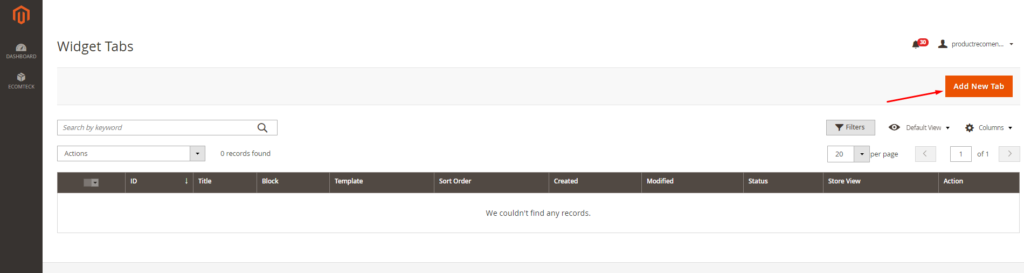 how to add a new recommendation widget tab with Magento 2 Recommended Products Extension