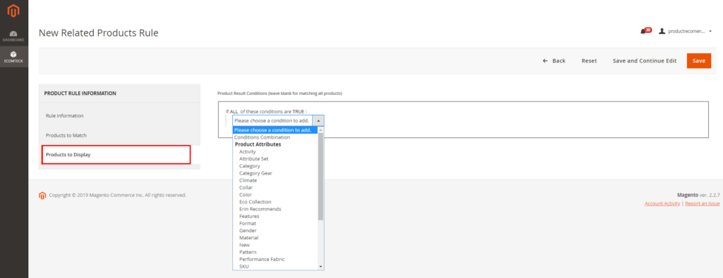 how to use: set products to display with Magento 2 product recommendation extension
